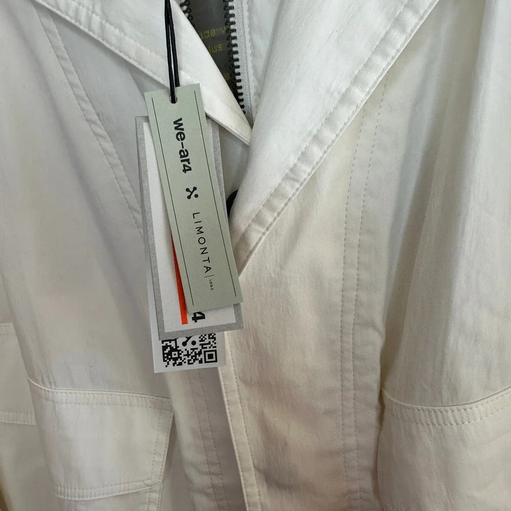 WE-AR4 White Hooded Rain Jacket Field‎ Coat NWT $540 Sustainable Luxury M